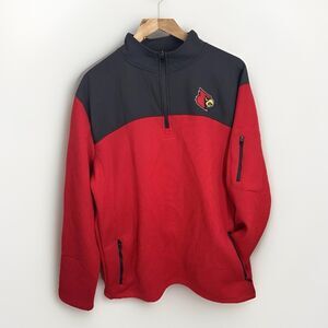 Louisville Cardinal Pullover 1/4 Zip Men’s Large Colloseum Two Tone Fleece Lined